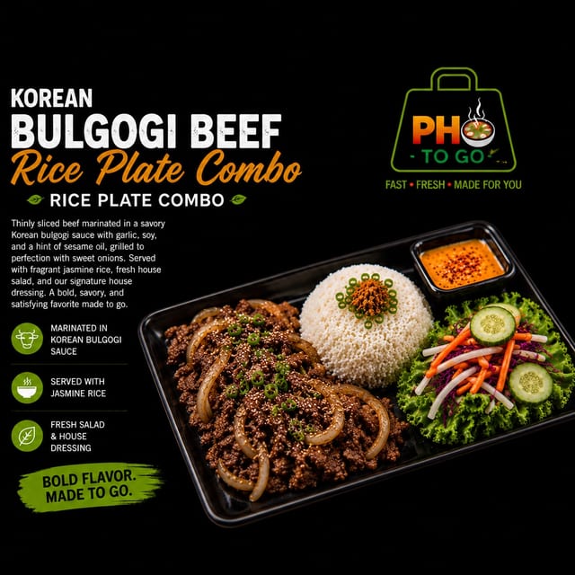A11: Korean Bulgogi Beef Rice Plate Combo.