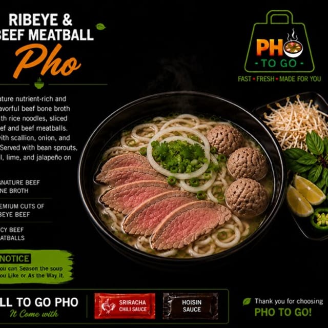 A18: Ribeye & Meatball Pho.