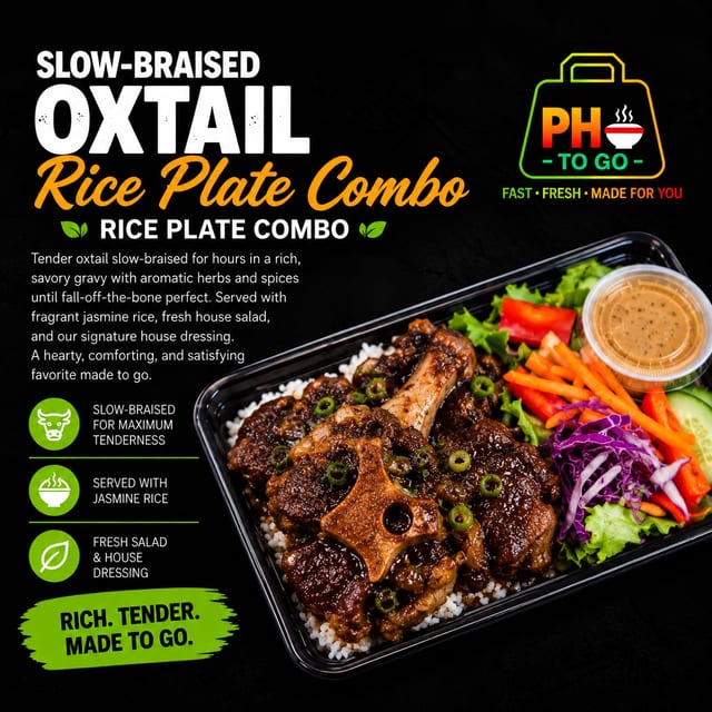 A13: Slow-Braised Oxtail Rice Plate Combo.