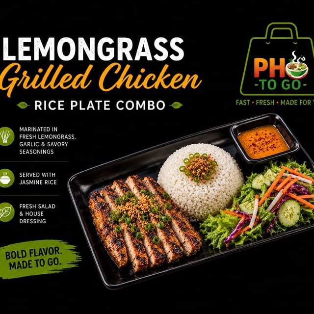 A8: Lemongrass Grilled Chicken Rice Plate Combo.